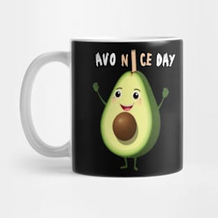 Cheerful Avocado Holding 'Avo Nice Day' T-Shirt Mug